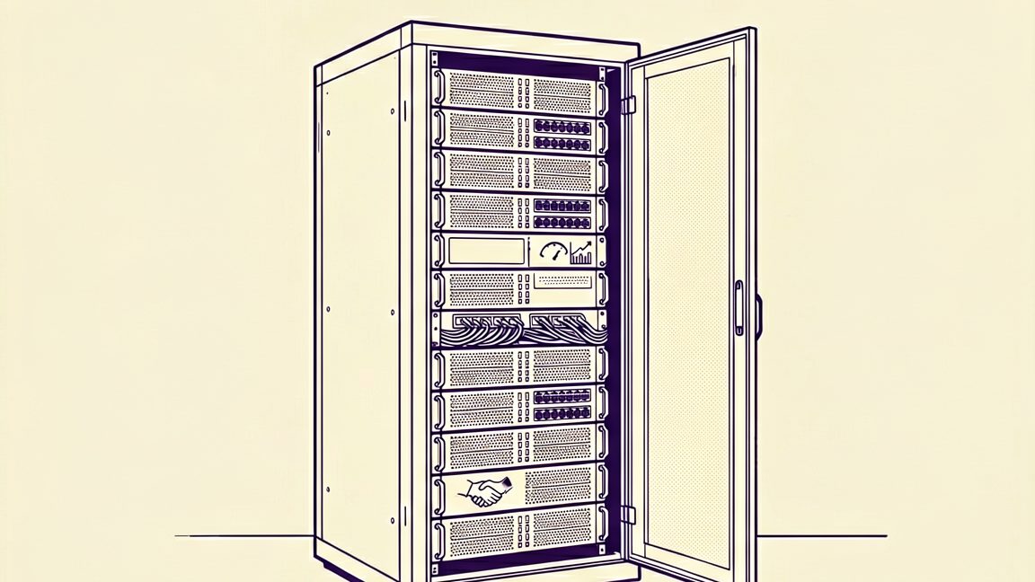 Server rack in the data centre used by a German robo‑advisor firm (as referenced by Fondsconsult)