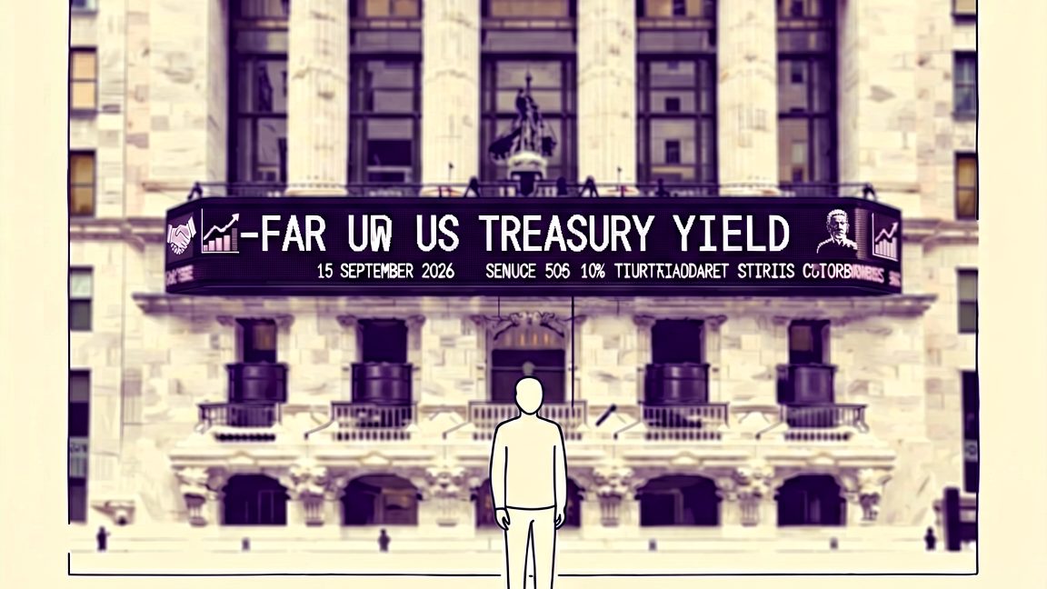 LED ticker board on the exterior of the New York Stock Exchange displaying the 10‑year US Treasury yield at 5.01% on 15 September 2026