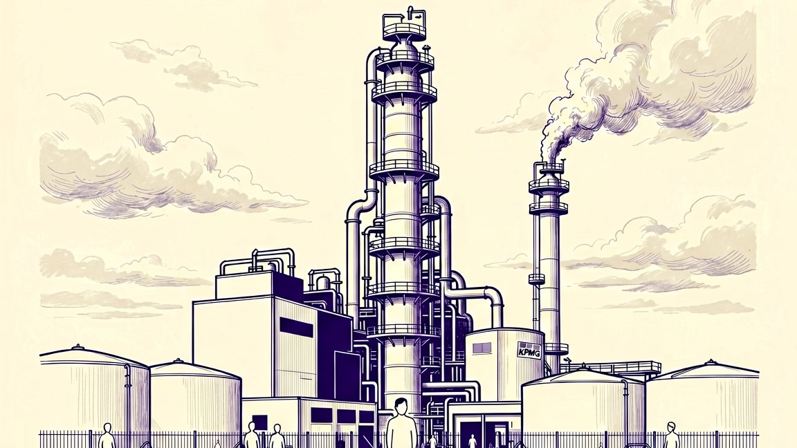 Lindsey Oil Refinery distillation column and flare stack in North Lincolnshire, England