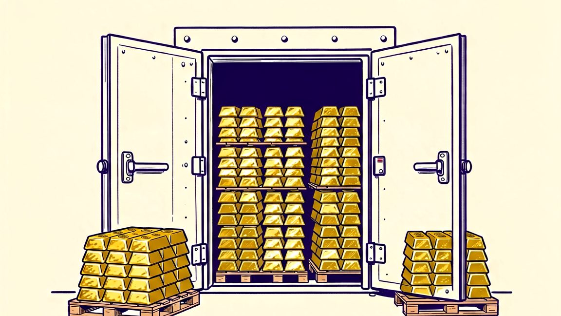 Gold bars stored in the Bank of England's underground vault